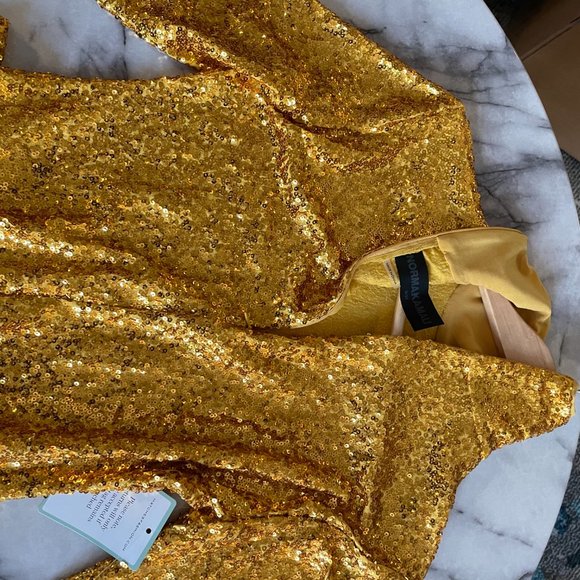 High-neck Sequined Fishtail-hem Dress - Picture 4 of 8